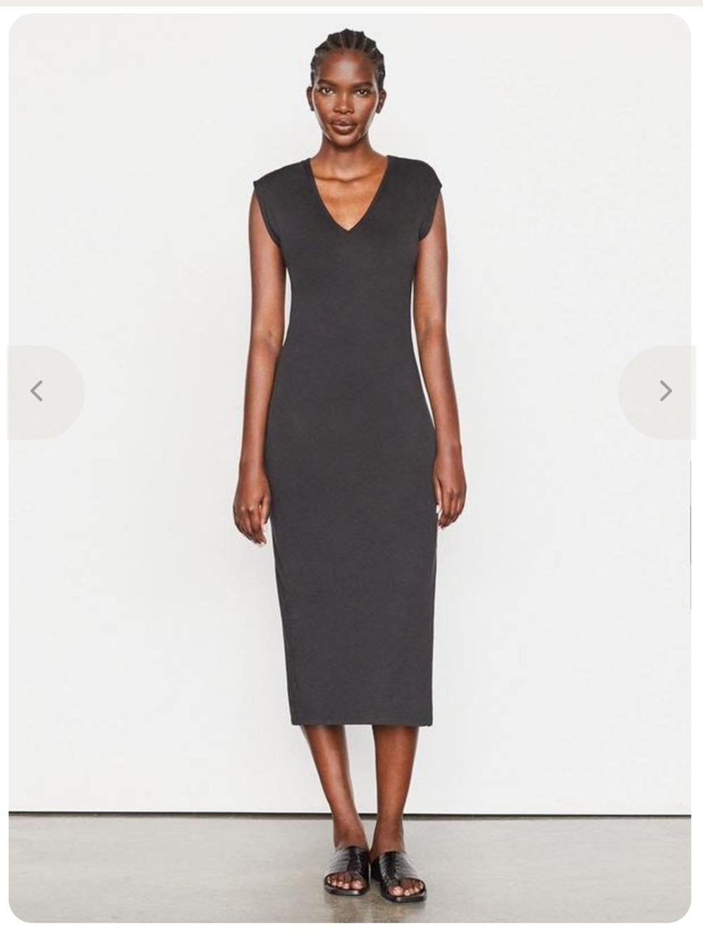 Frame Le Muscle V Dress with slit little black dress 100% organic Pima cotton